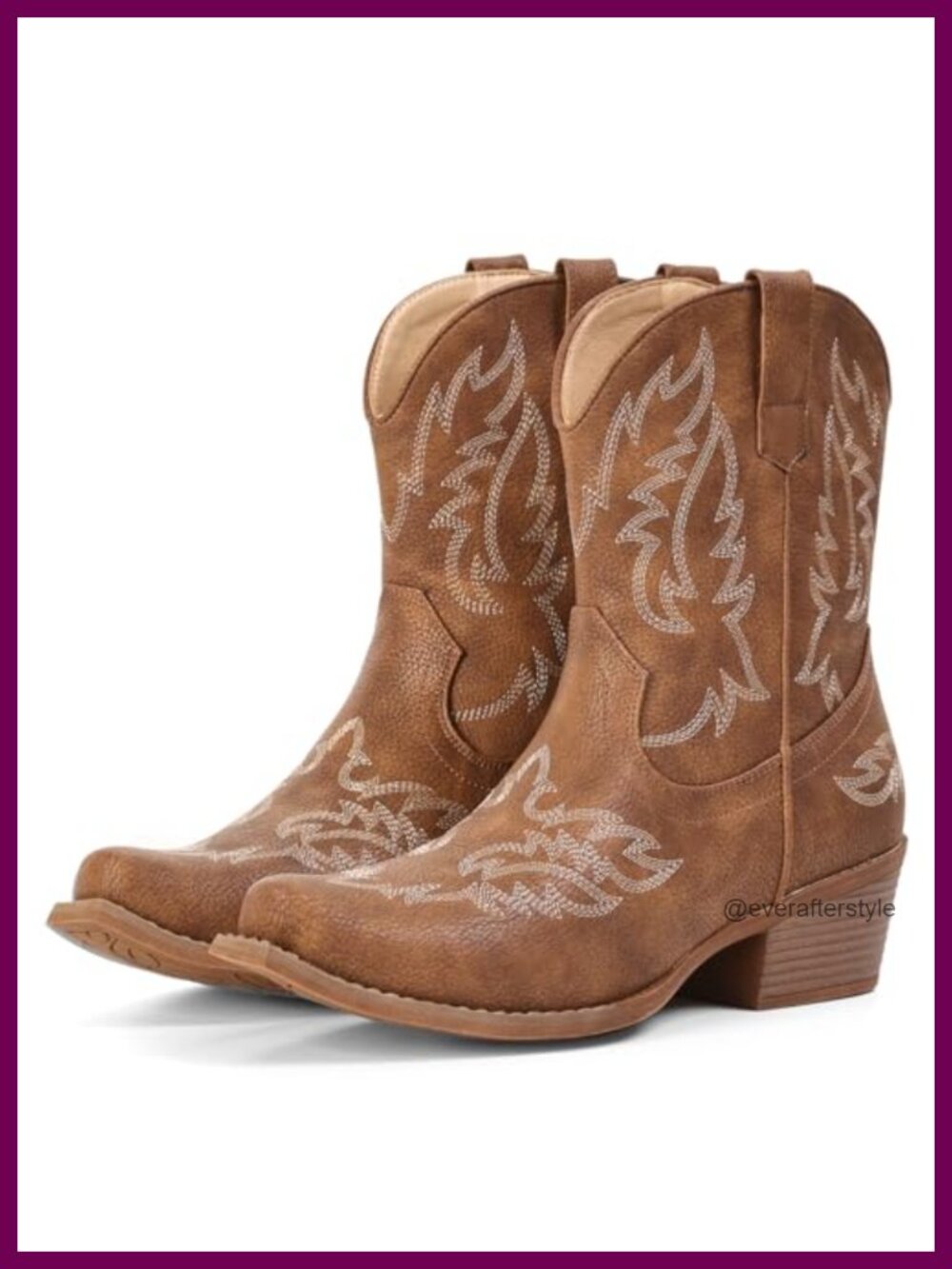 Faux Leather Western Ankle Boots Snip Toe Pull-On Cowboy Booties